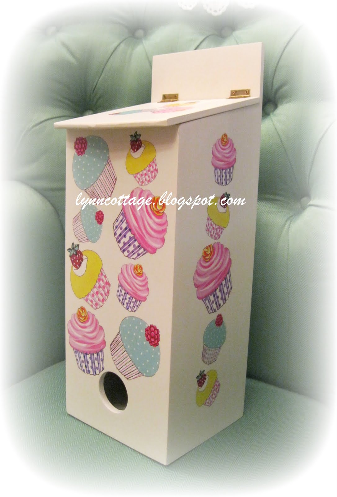 lynn's cottage WOODEN PLASTIC BAG DISPENSER & BASKET FOR SALE...