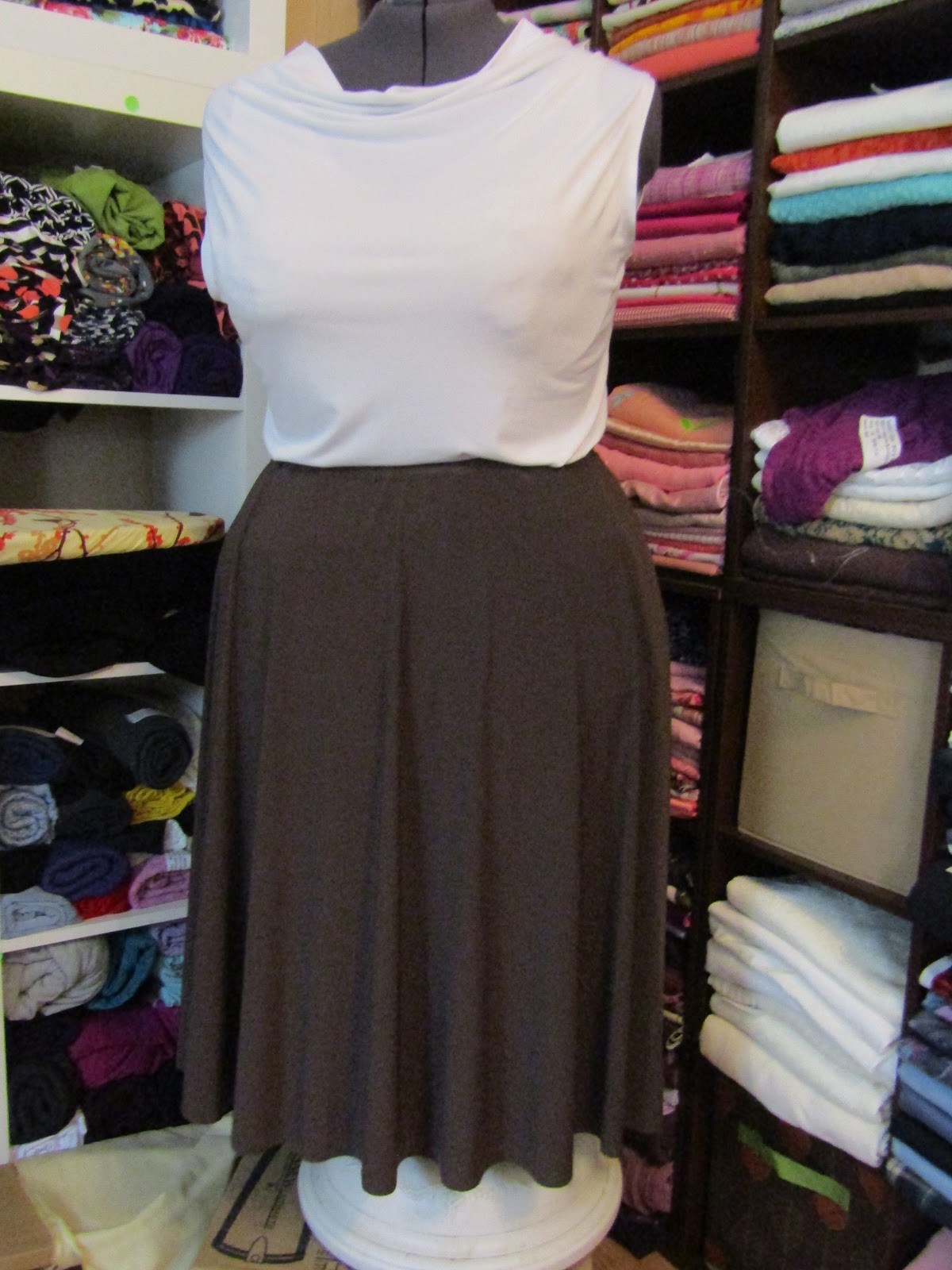 Sew Plus Brown ITY Knit Circle Skirt