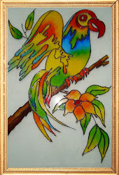 glass paintings bird macaw painting craft pratibha drawn