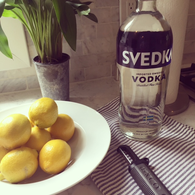 Lemons and vodka for limoncello - Hello Lovely Studio