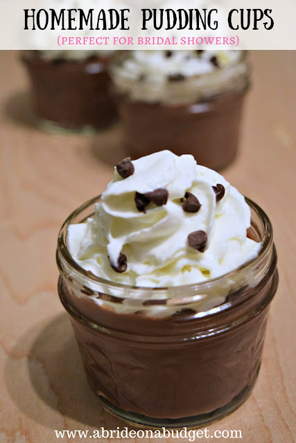 Looking for an easy and tasty bridal shower dessert? Try these homemade pudding cups from www.abrideonabudget.com. They're perfect for bridal showers.