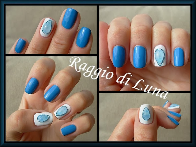 Raggio di Luna Nails: Light blue tear with beads