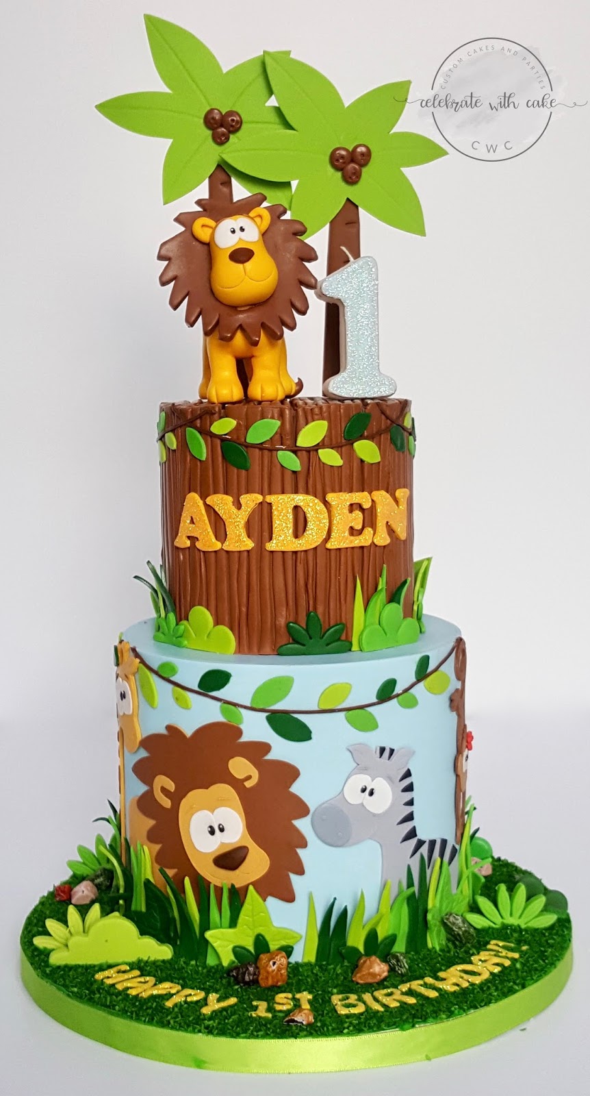 Celebrate with Cake! Cute Animal Safari 2 tiers for 1st