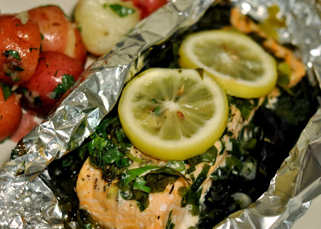 Salmon en Papillote with Lemon and Swiss Chard | Taste As You Go