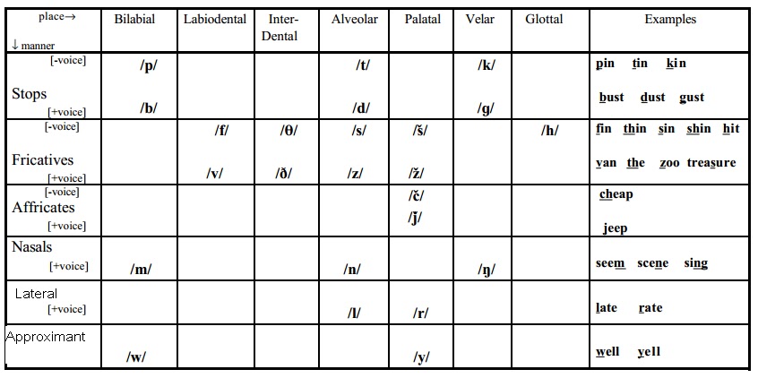 Phonology Class: Consonant Sounds