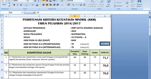 Contoh Format Kkm Kurikulum 2013 Smp Kelas 7 8 9 Semua Mata Pelajaran Arsip Guru
