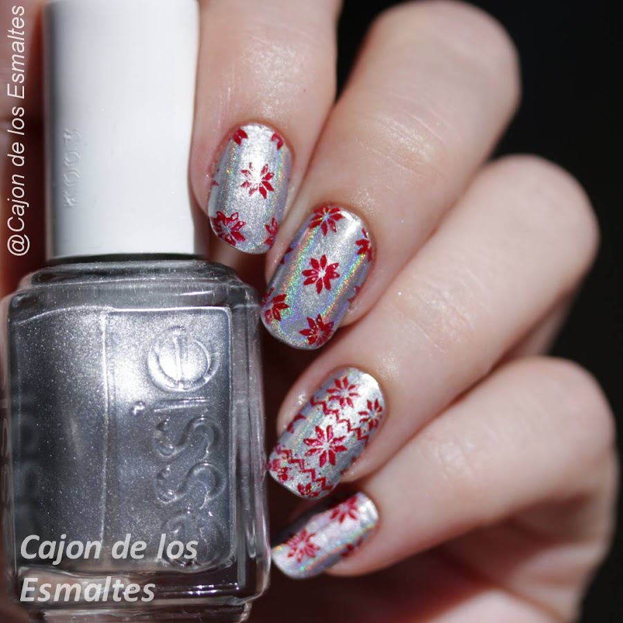 Uñas navideñas - Polvo efecto holográfico