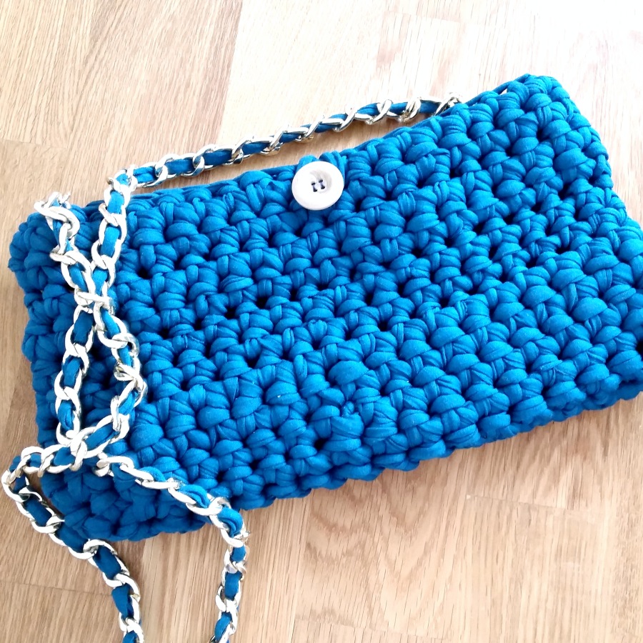 anfitriona Articulación Esmerado bolso de trapillo con cadena - Ahuyama Crochet