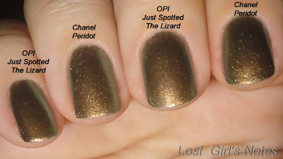 opi just spotted the lizard chanel peridot comparison