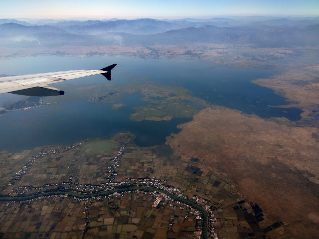 A glimpse of Loktak Lake while being sky-borne | Manipur, India -- January 2017 Loktak, lake, freshwater, Imphal, Moirang, Manipur, aeroplane