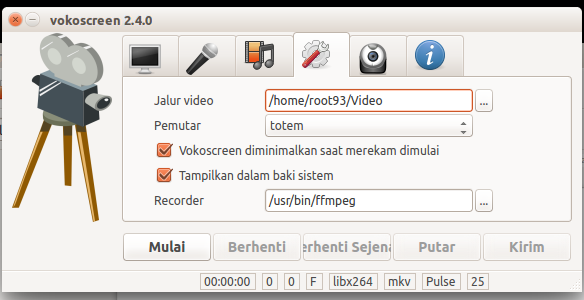 Seeting penyimpanan video vokoscreen Seeting penyimpanan video vokoscreen