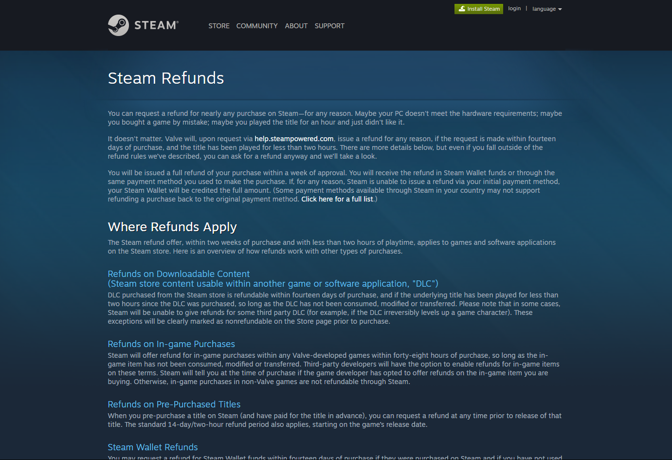 Steam refund
