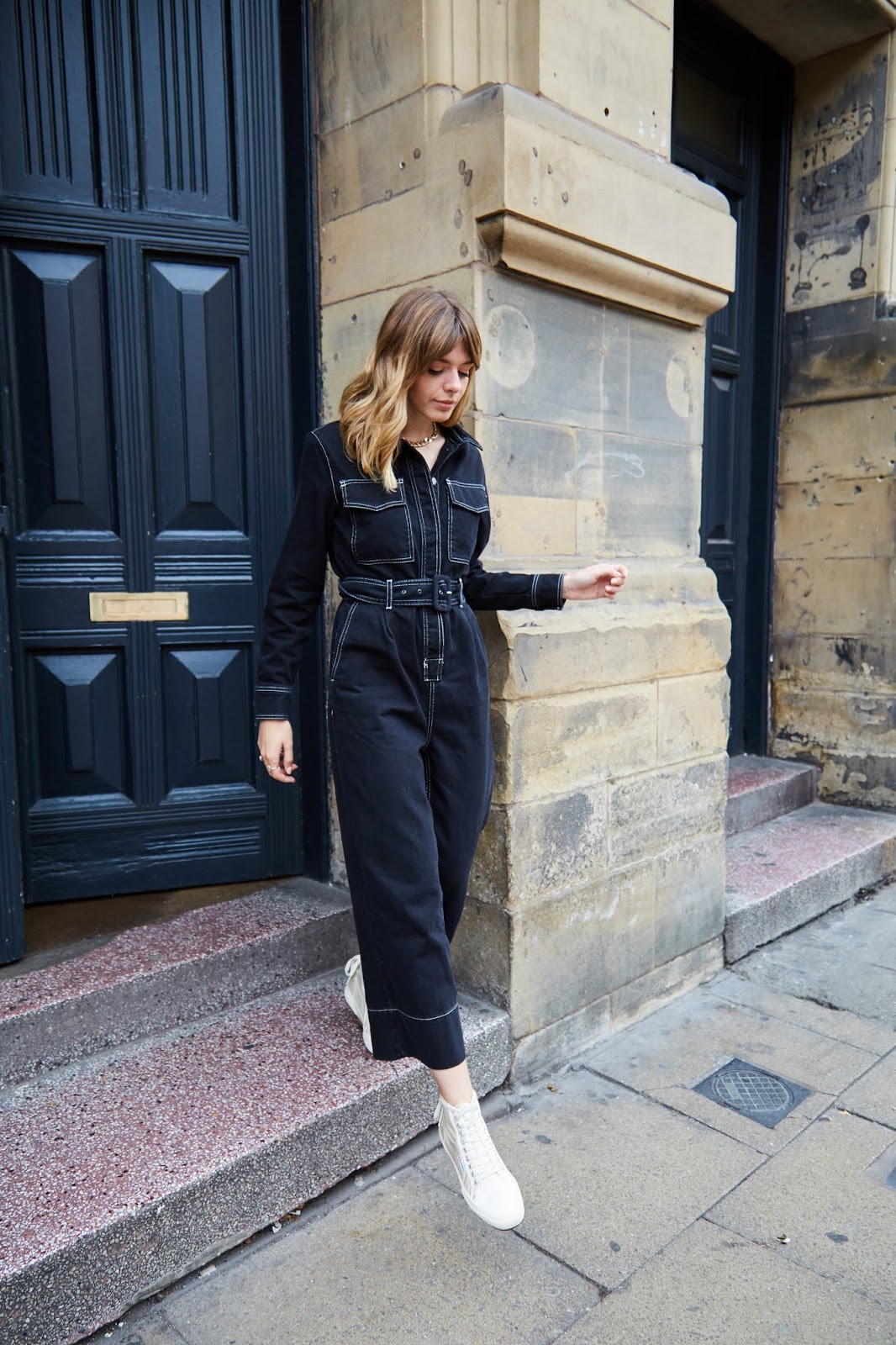 topshop contrast denim boiler suit