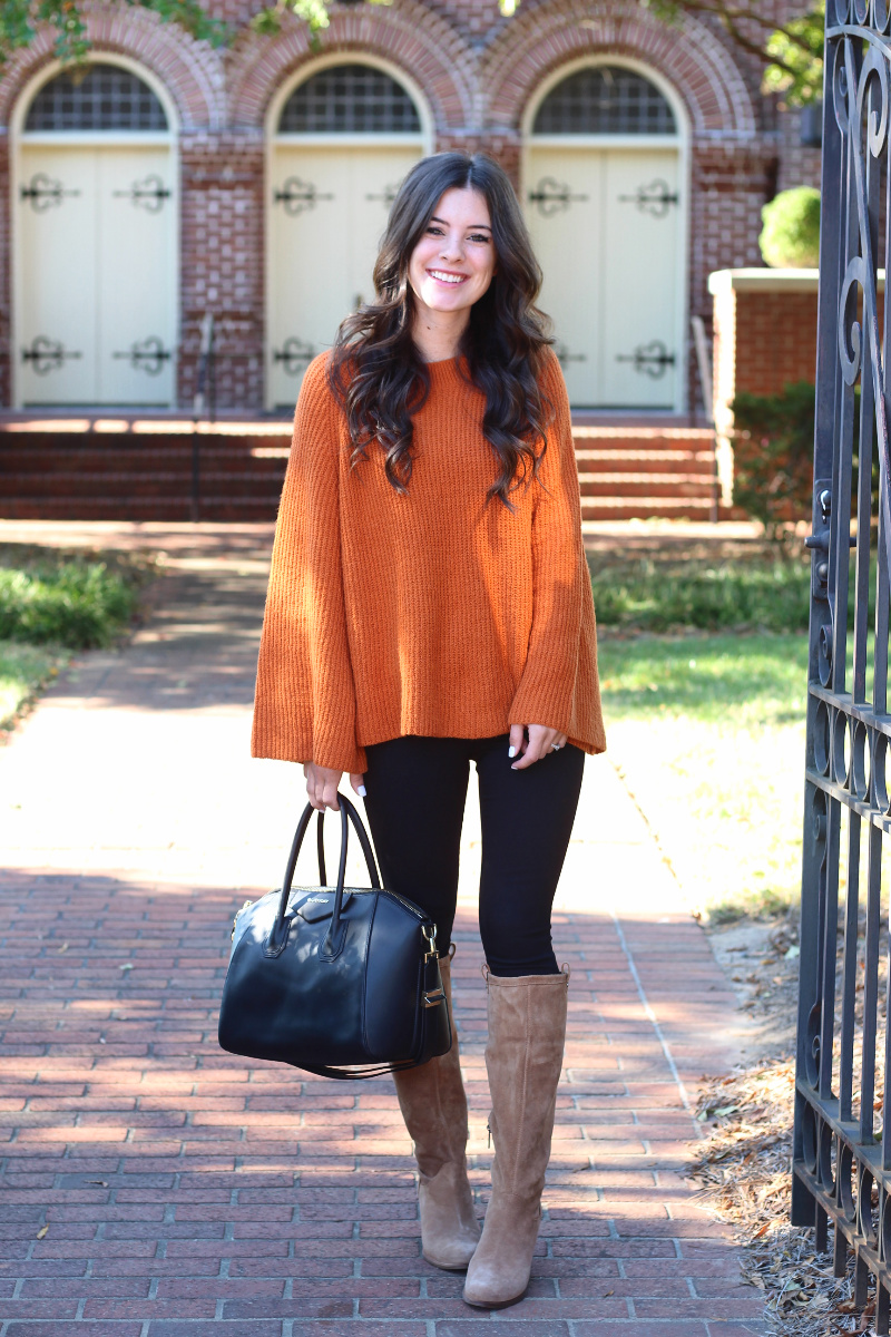 mrs. simply lovely Orange Bell Sleeve Sweater