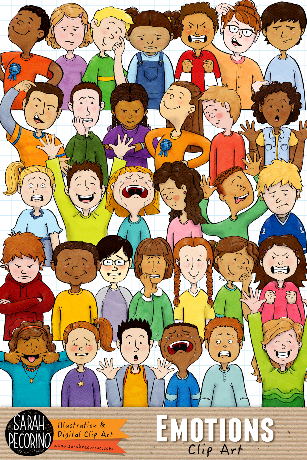 Sarah Pecorino Illustration Clip Art Set Emotions