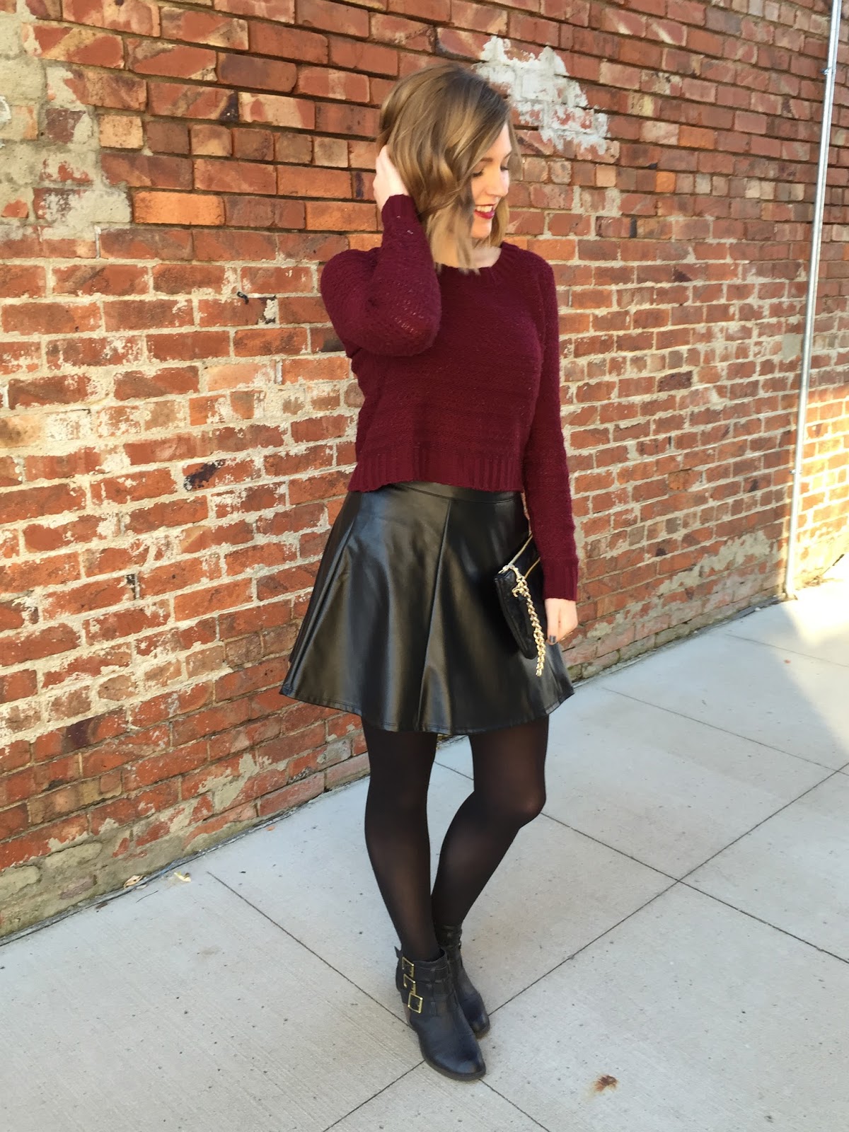 (faux) leather skater skirt