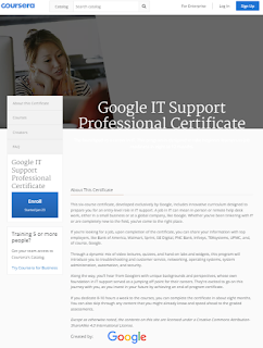 IT Support Professional Certificate Course By Google Enrolment IT Support Professional Certificate Course By Google - Coursera