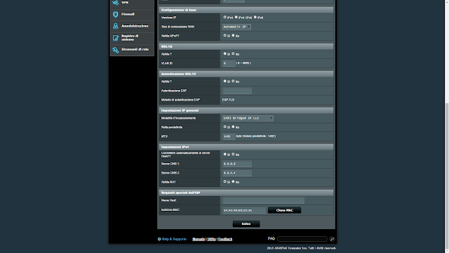 asus n55u fastweb parametri internet corretti