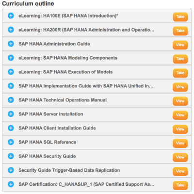 SAP HANA  Material and Certifications