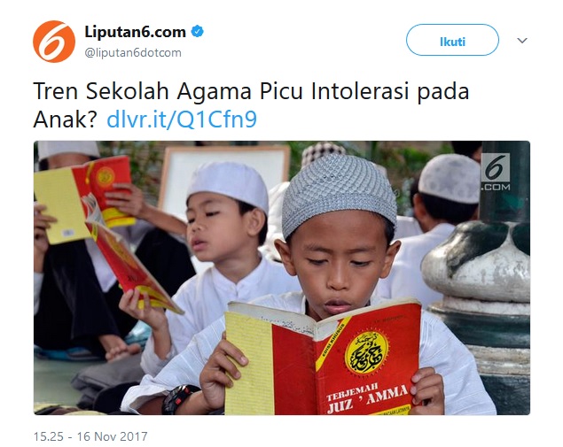 Liputan6.com Gunakan Ilustrasi Gambar Anak Muslim Baca Juz Amma Soal Intoleransi, Aleg Muslim ini Protes Keras! Liputan6.com Gunakan Ilustrasi Gambar Anak Muslim Baca Juz Amma Soal Intoleransi, Aleg Muslim ini Protes Keras!