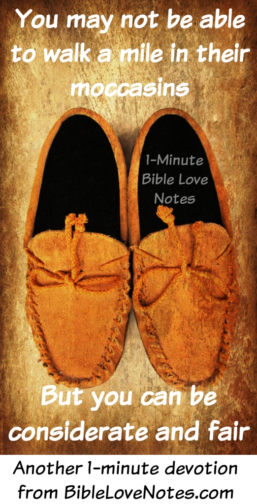 1Minute Bible Love Notes Walk a Mile in Their Moccasins
