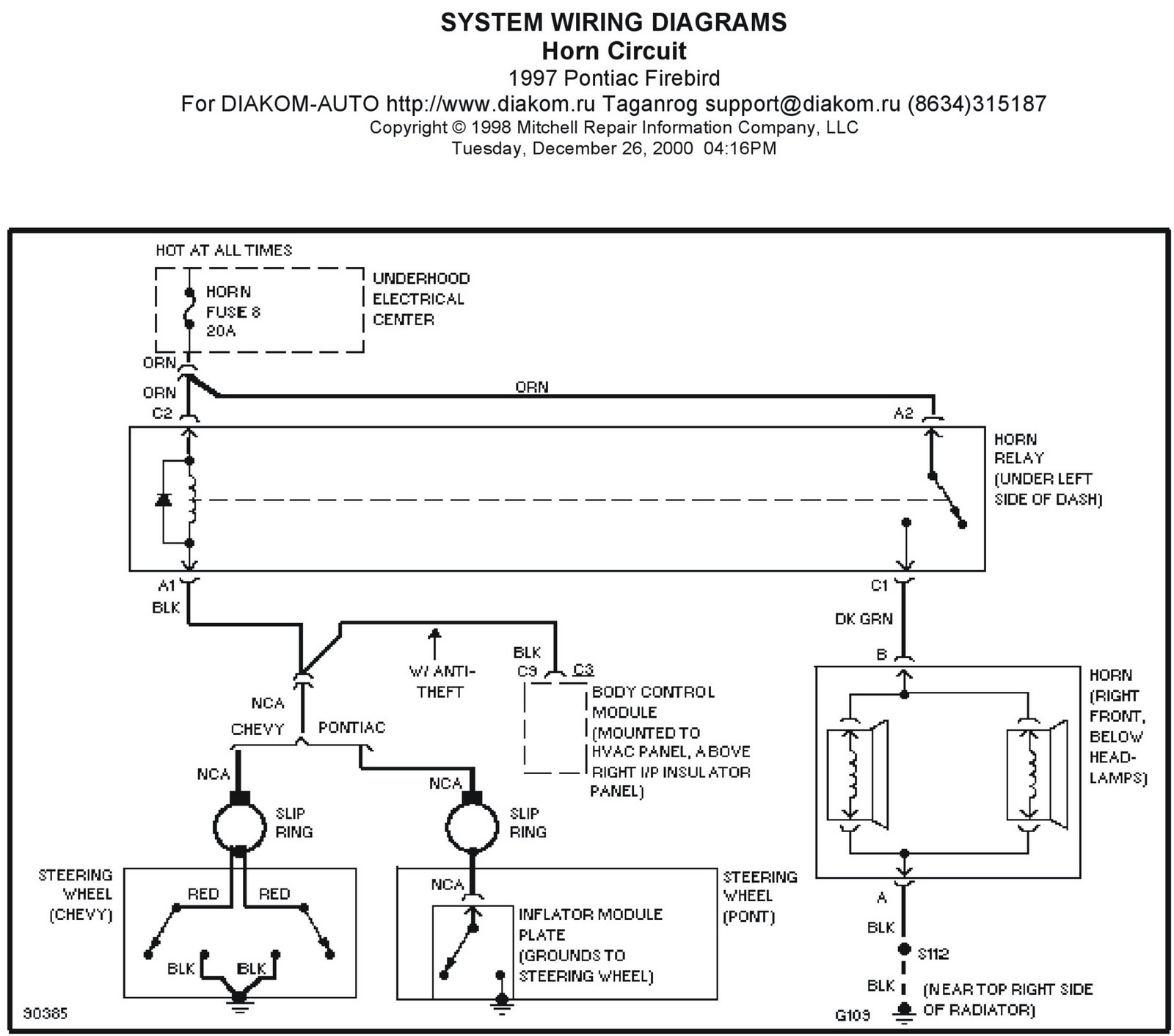1997 Pontiac Firebird System Wiring Diagrams Horn Circuit. | Schematic