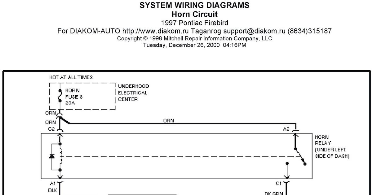 1997 Pontiac Firebird System Wiring Diagrams Horn Circuit. | Schematic