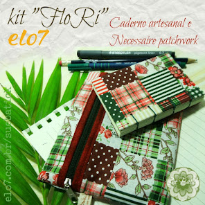 Kit "FloRi" Caderno artesanal e Necessaire patchwork