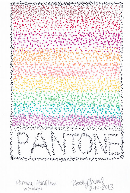 Pantone Pointillism Not From Seurat Debut, art, arte, beckycharms, 2013, pointillism, george pierre seurat, san diego, creative, artwork, artist, drawing, illustration, sharpie, pantone, 