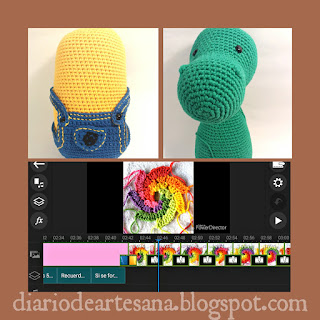 amigurumis, minion y dinosaurio, video en edicion