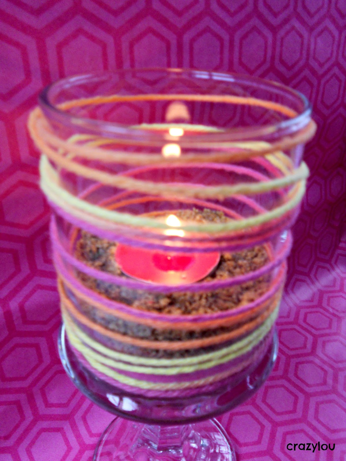 crazylou Yarn Wrapped Candle Holder