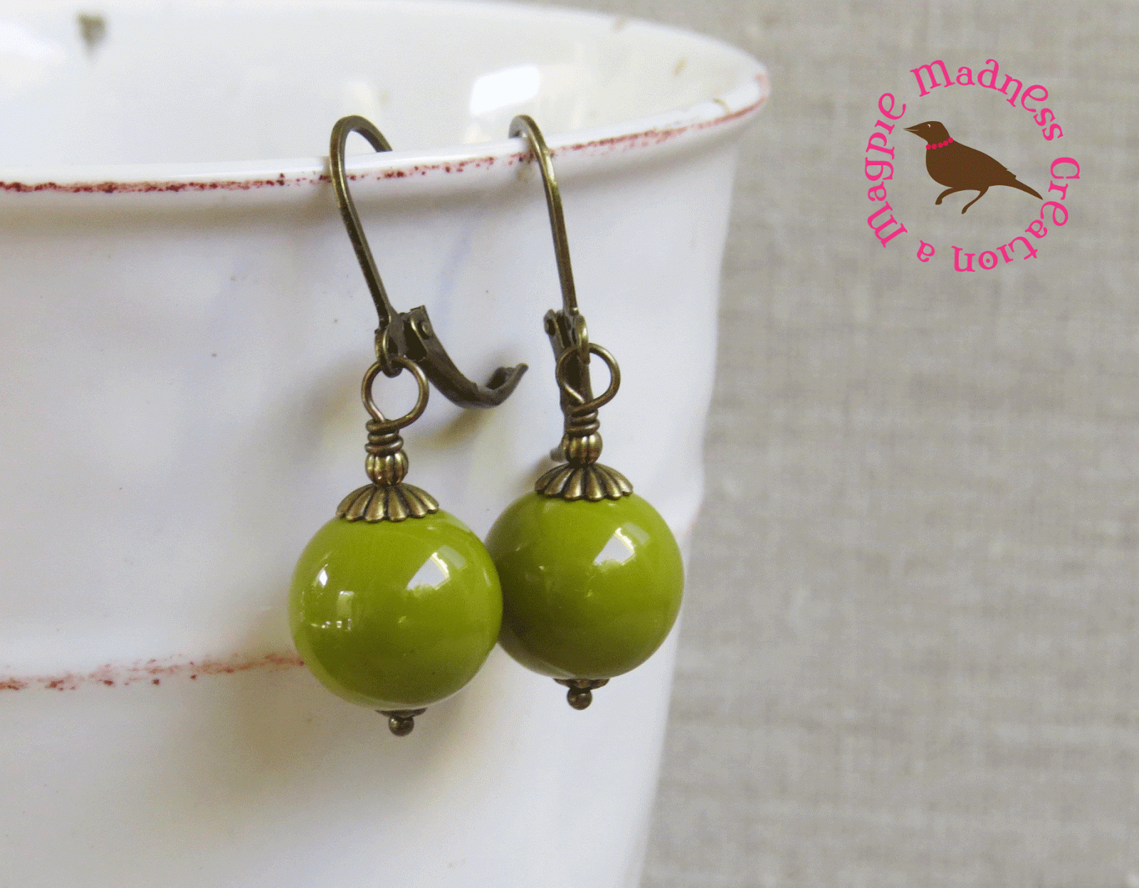 Magpiemadness Long Boho Olive Green Earrings Long And Boho I Layered These Lovely Green Czech Gl Beads With Vintage Br Caps Hung From Kidney Wires Earrings Fall About 2 Inches