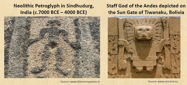 9000-year-old Sindhudurg petroglyph depicting the Staff God of the Andes