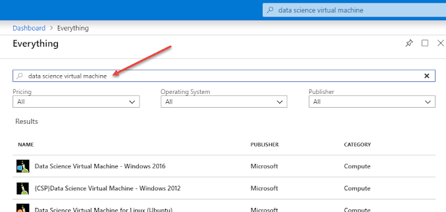Virtual Machine search box in Microsoft Azure Portal