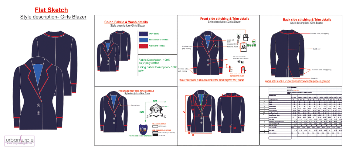 Tech Pack Design Fashion Studio Urban Purple
