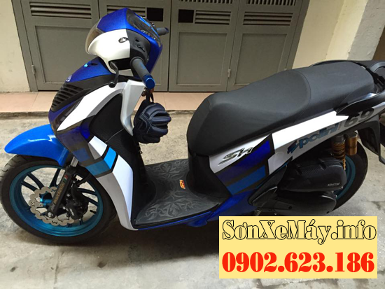 Sơn phối màu xe Honda Sh màu trắng xanh Polini