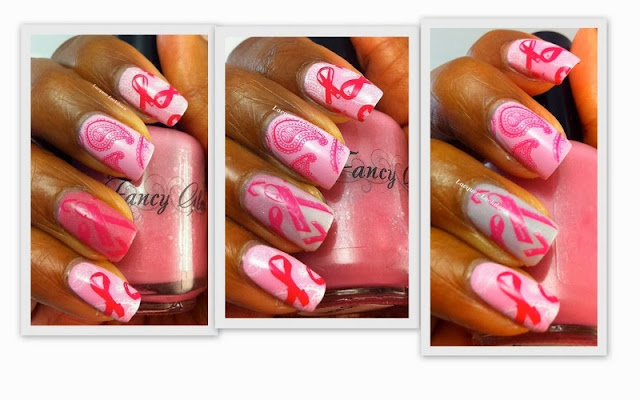Lacquer Lockdown - breast cancer awareness, stamping, bundle monster 2013, bundle monster, nail art, breast cancer nail art, october nail art, cute nails, easy nail art, essie french affair, fancy gloss barbie girl, thermal polish, indie polish, breast cancer ribbon nail art, 