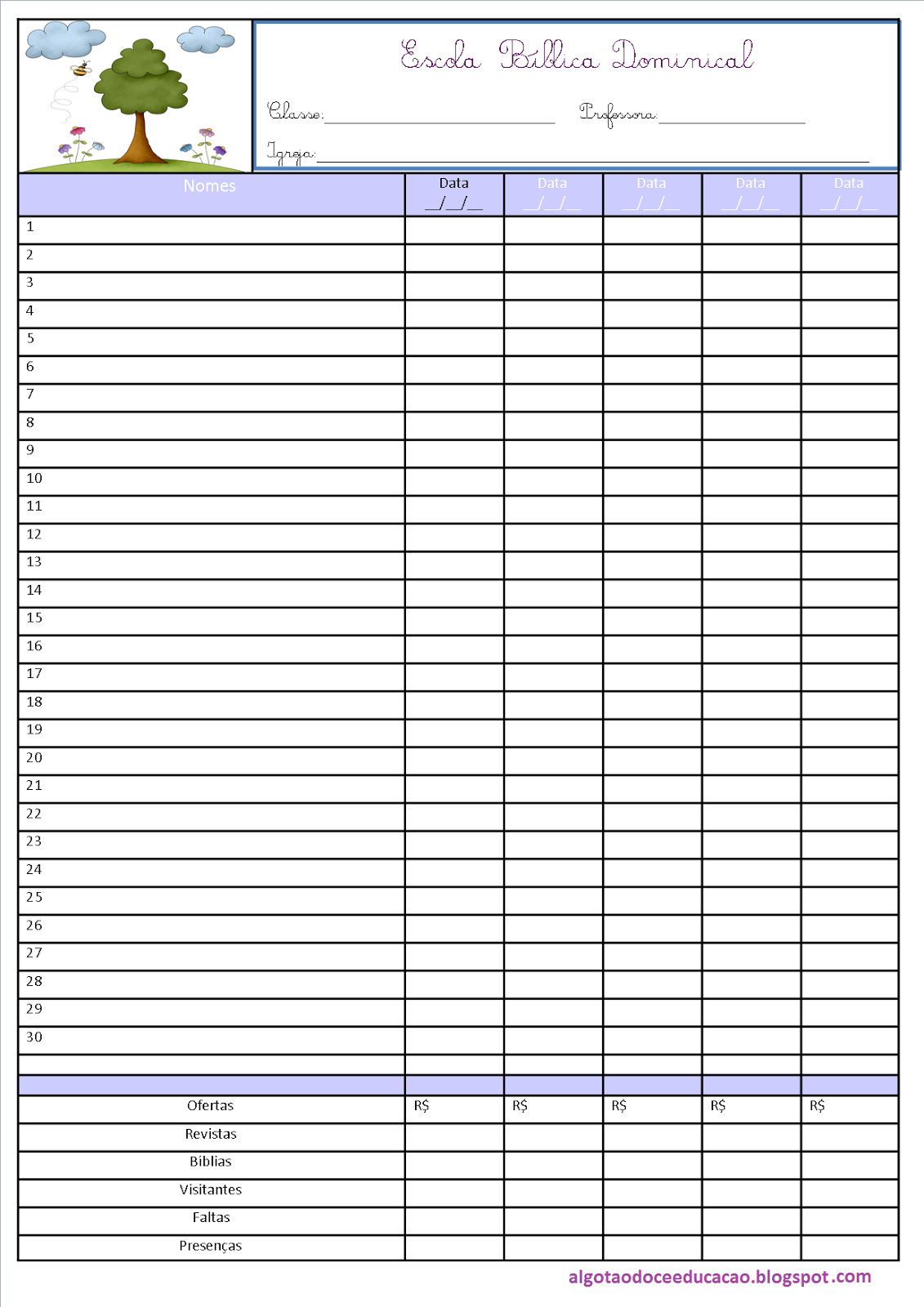 Lista De Frequencia Ebd