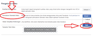 mematikan fitur otomatis memutar video fb 