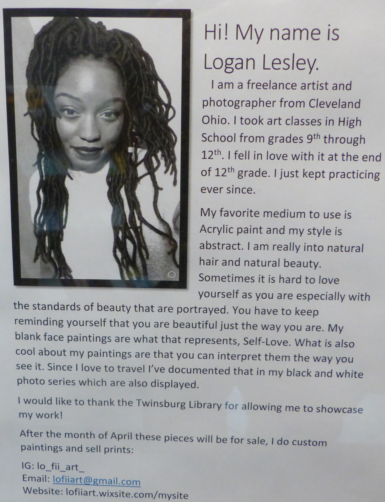 Black History 24 / 7 Logan Lesley Artist Library Display