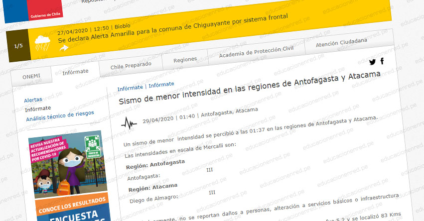 Temblor en Chile de Magnitud 5.2 (Hoy Miércoles 29 Abril 2020) Alerta de Tsunami - Terremoto - Sismo - Epicentro - Antofagasta - Atacama - Diego de Almagro - ONEMI - www.onemi.cl Temblor en Chile de Magnitud 5.2 (Hoy Miércoles 29 Abril 2020) Alerta de Tsunami - Terremoto - Sismo - Epicentro - Antofagasta - Atacama - Diego de Almagro - ONEMI - www.onemi.cl