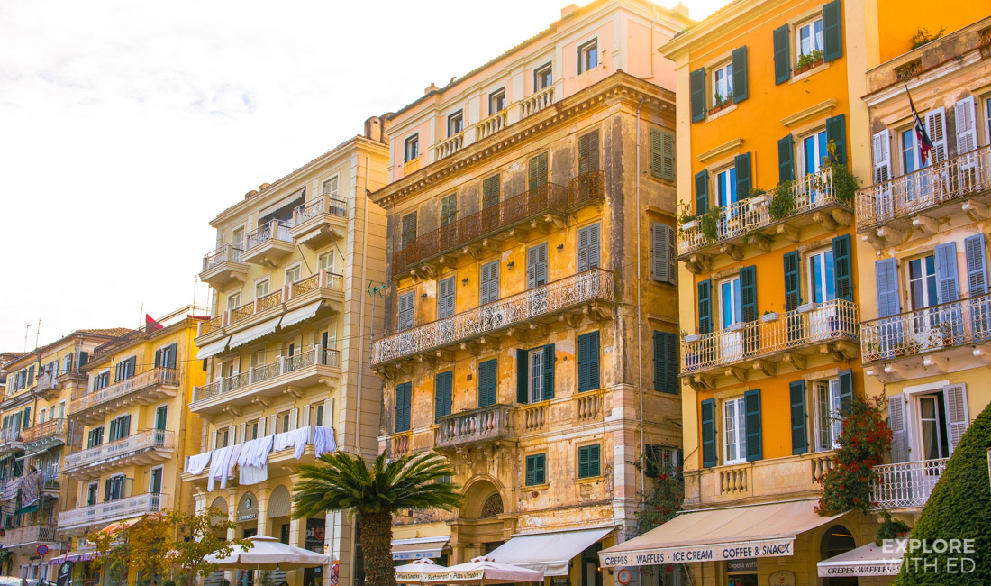 The Venetian and French Style Architecture in Corfu's Old Town