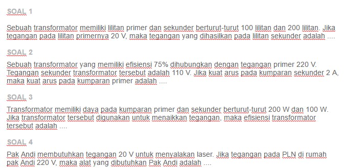 Contoh Soal Transformator Asep Respati