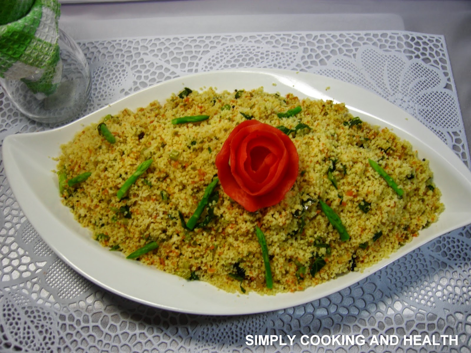 Simply Cooking and Health Couscous with mushroom balls and curry sauce