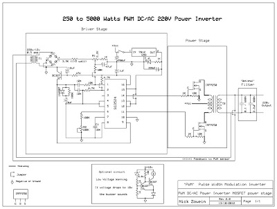 Build a 250 to 5000 watts PWM DC/AC 220V Power Inverter