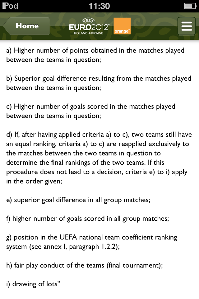 Euro 2012 rules on groups