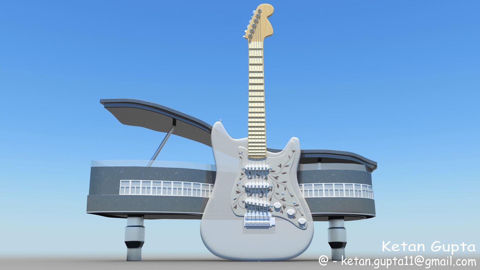 3D Guitar Piano House
