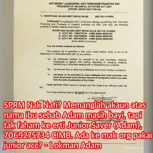 Netizen Sanggah Penafian SPRM Berhubung Pembekuan Akaun Junior Saver CIMB Cucu Najib