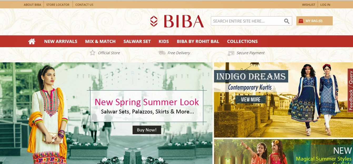 Review - BIBA India Online Shopping Website, Buy Ethnic Wear Online India