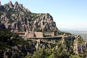 A mountain view of the Benedictine Monastery and basilica at Montserrat, Catalonia, Spain